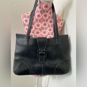 MAXX New York Elegant Black Leather Tote Bag